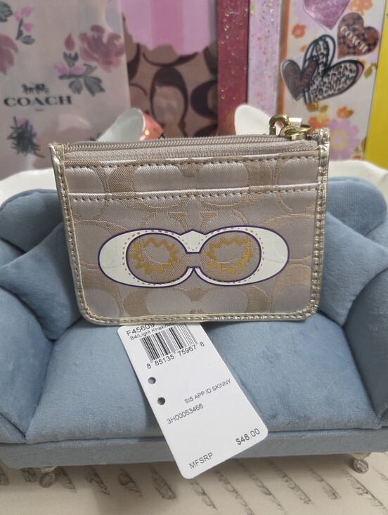 Coach Accessories - Coach Poppy Signature Mini Skinny ID Case Wristlet, NWT